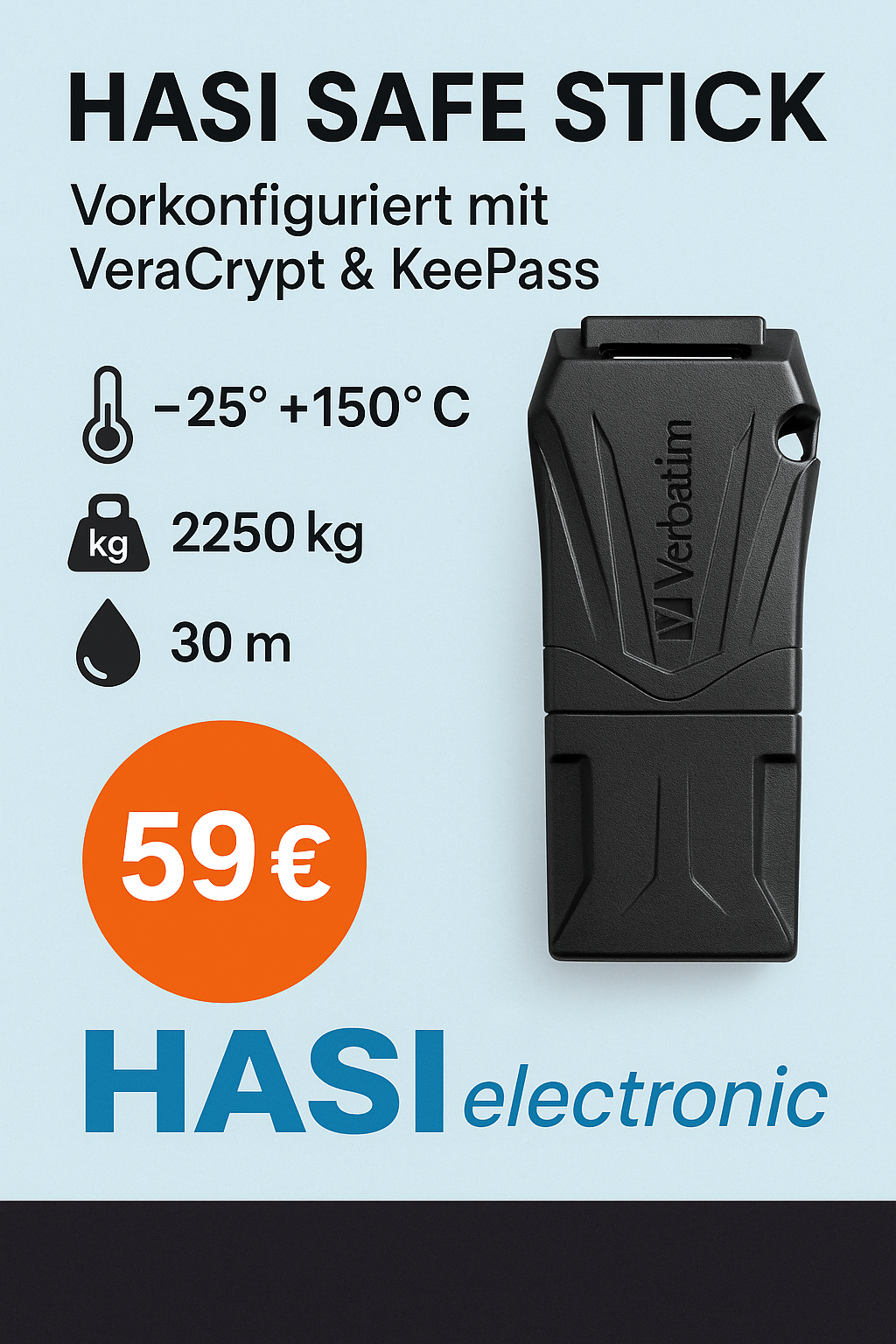 Hasi Safe Stick - Vorkonfiguriert mit VeraCrypt und KeePass